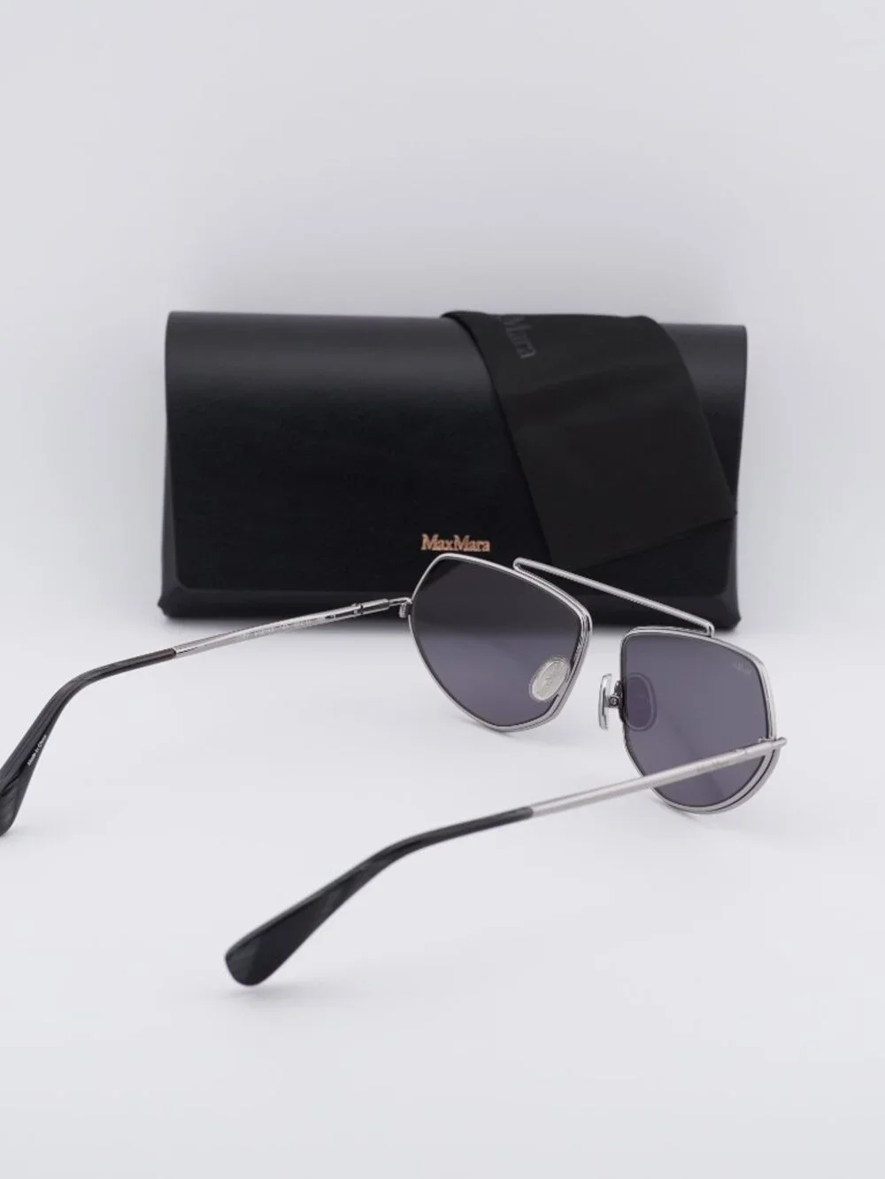 Max Mara MM0165 14A Joey Geometric Sunglasses - Shiny Light Ruthenium/Smoke